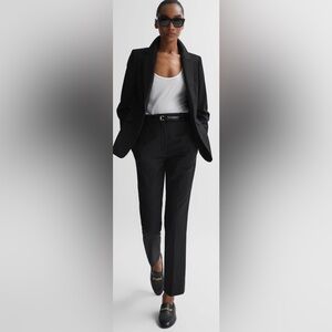 Reiss Haisley Wool Blend Tapered Suit Trousers Womens Black Pants size 8